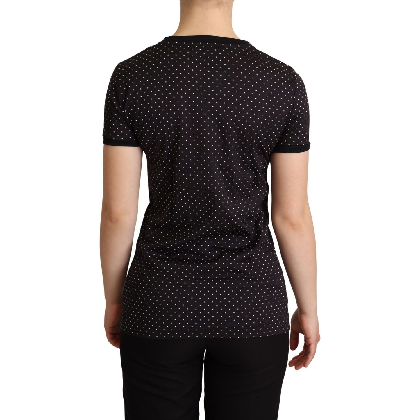 Dolce & Gabbana Polka Dotted Black Short Sleeve Crewneck Top Dolce & Gabbana