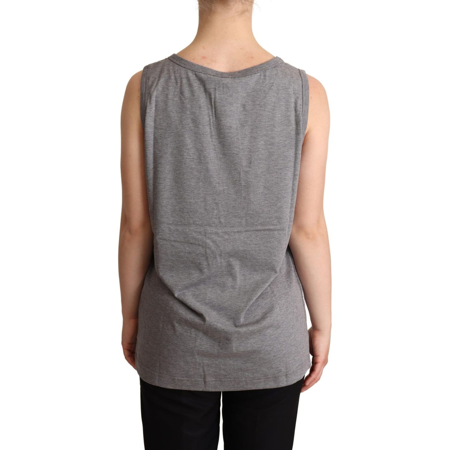 Dolce & Gabbana Elegant Gray Cotton Jersey Sleeveless Tank Dolce & Gabbana