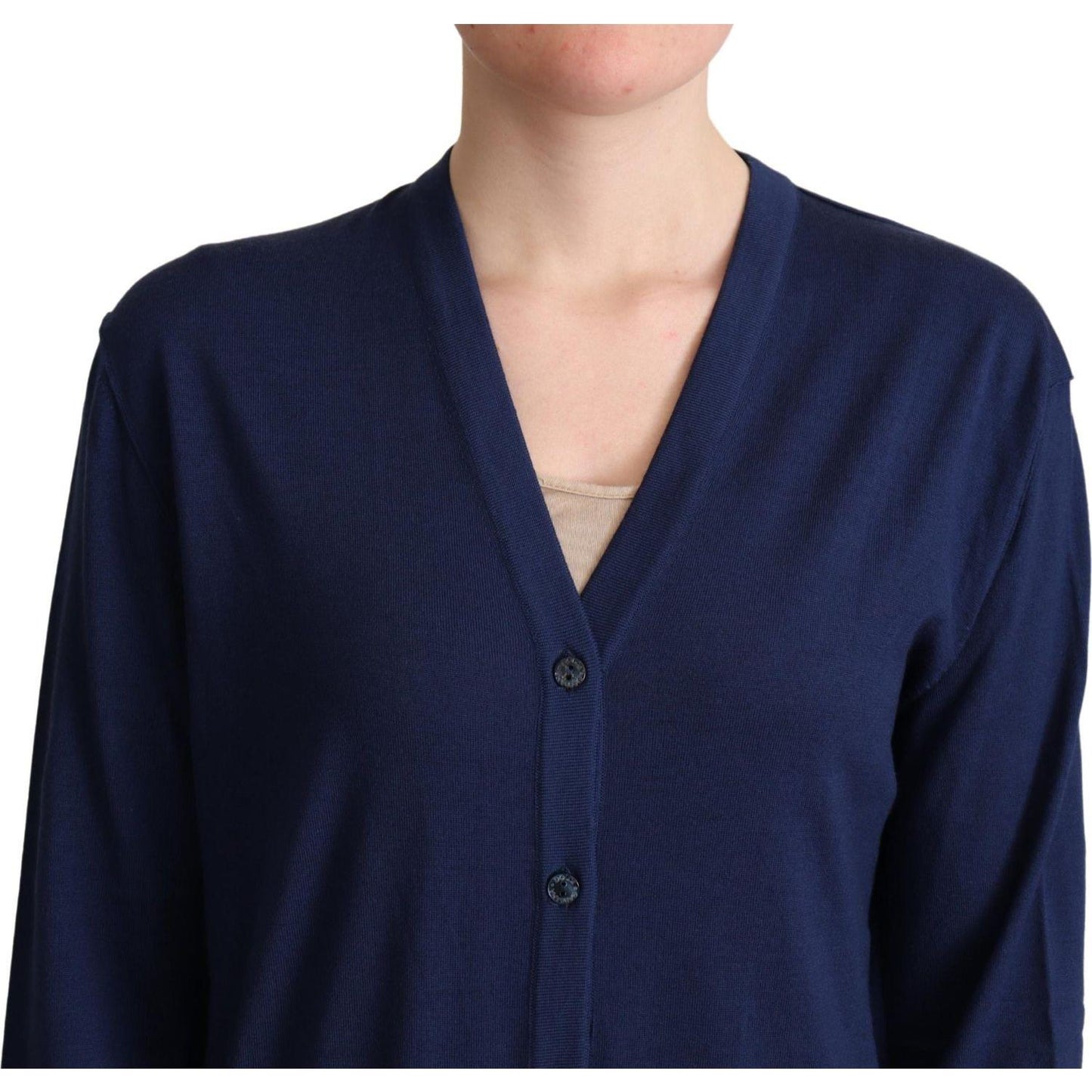 Dolce & Gabbana Blue Virgin Wool Button Down Cardigan Sweater