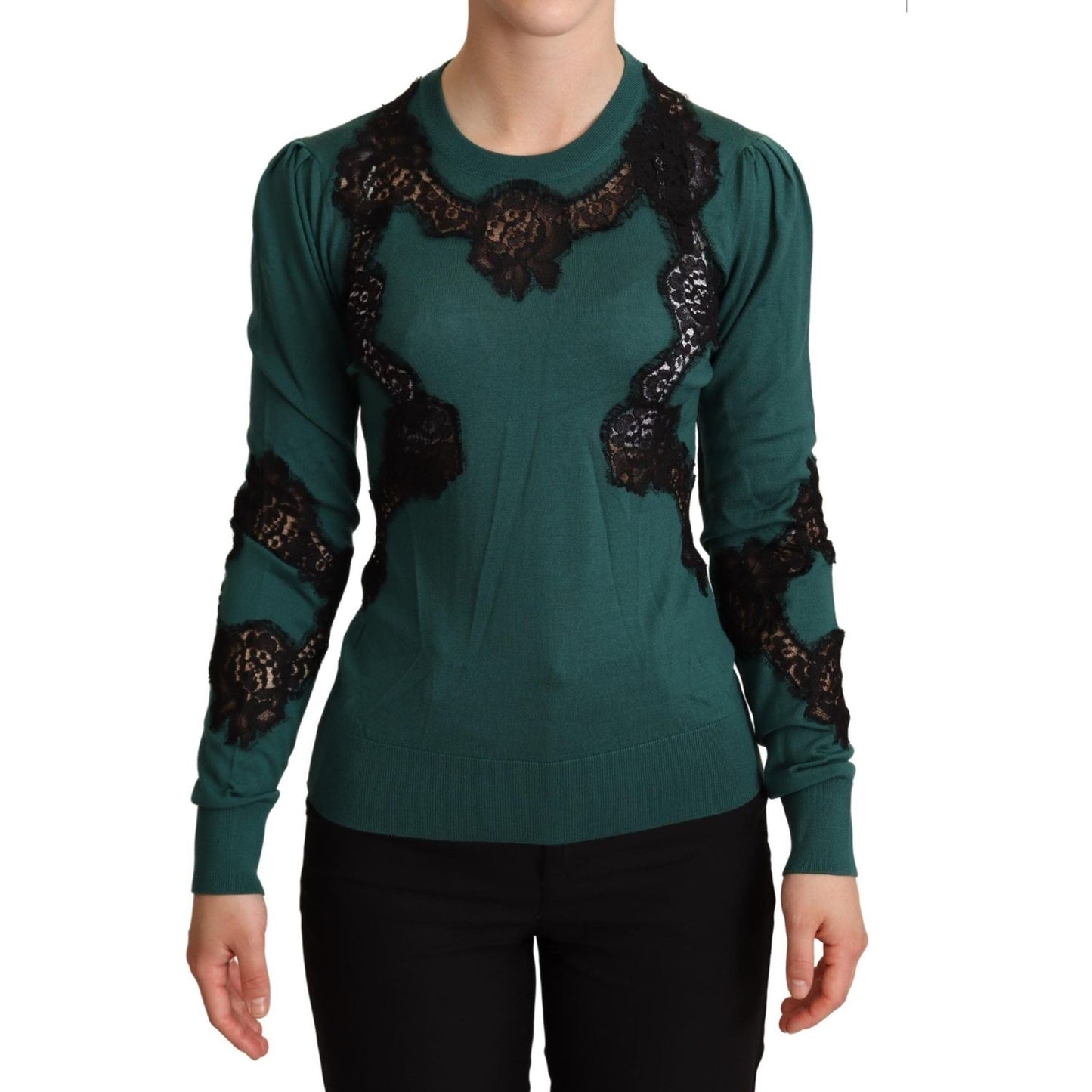 Dolce & Gabbana Green Wool Crewneck Sweater