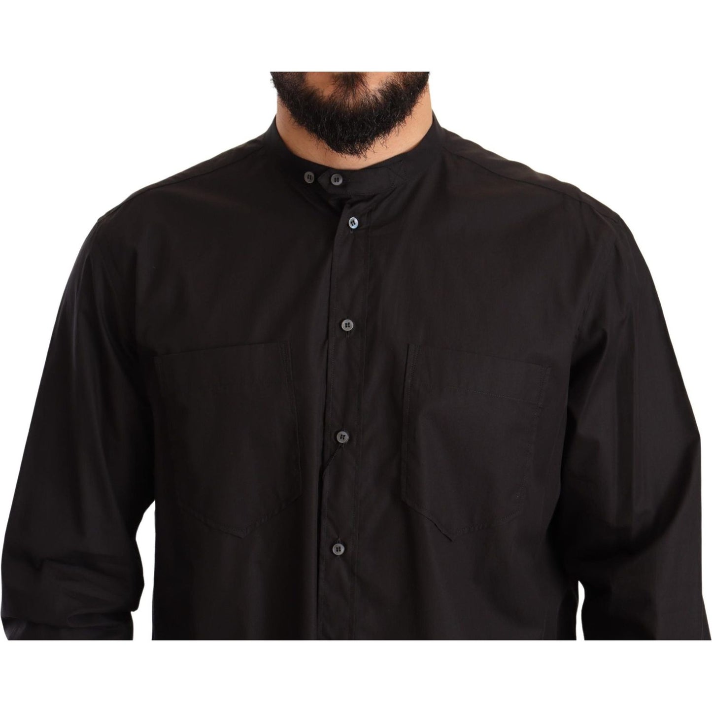 Dolce & Gabbana Black 100% Cotton Formal Dress Top Shirt