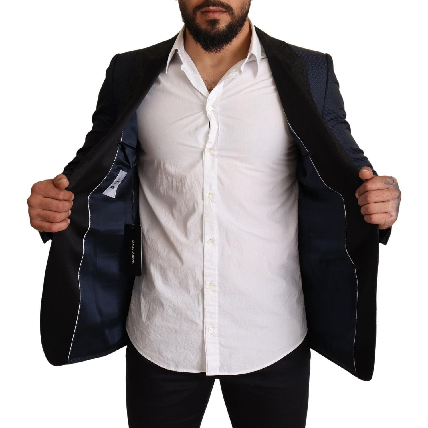 优雅蓝色修身马提尼西装外套