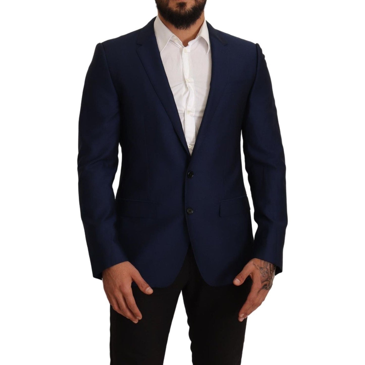 Dolce & Gabbana Navy Blue Virgin Wool Martini Blazer Dolce & Gabbana