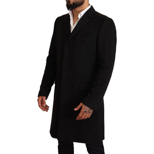 Dolce & Gabbana Elegant Gray Long Overcoat in Pure Cashmere MAN COATS & JACKETS Dolce & Gabbana