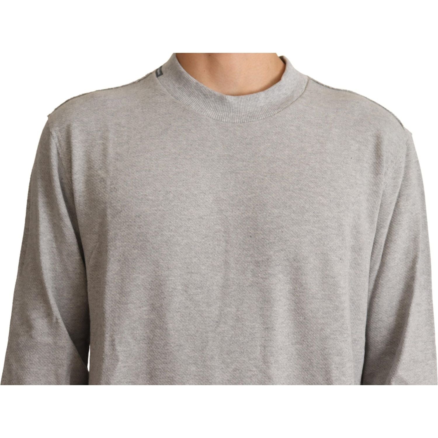 Dolce & Gabbana Gray Cotton Crewneck Pullover Sweater