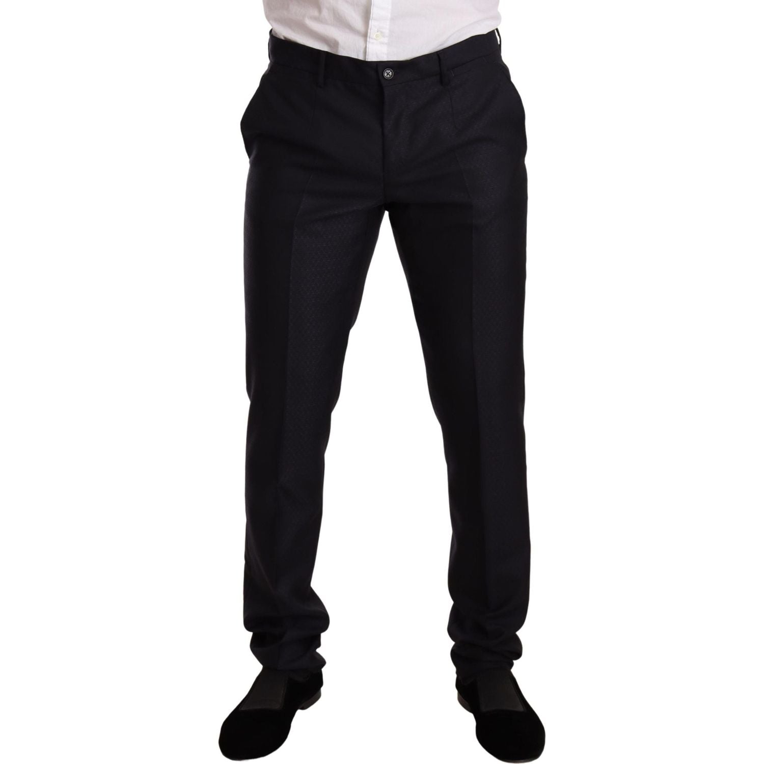 优雅修身蓝色提花西装