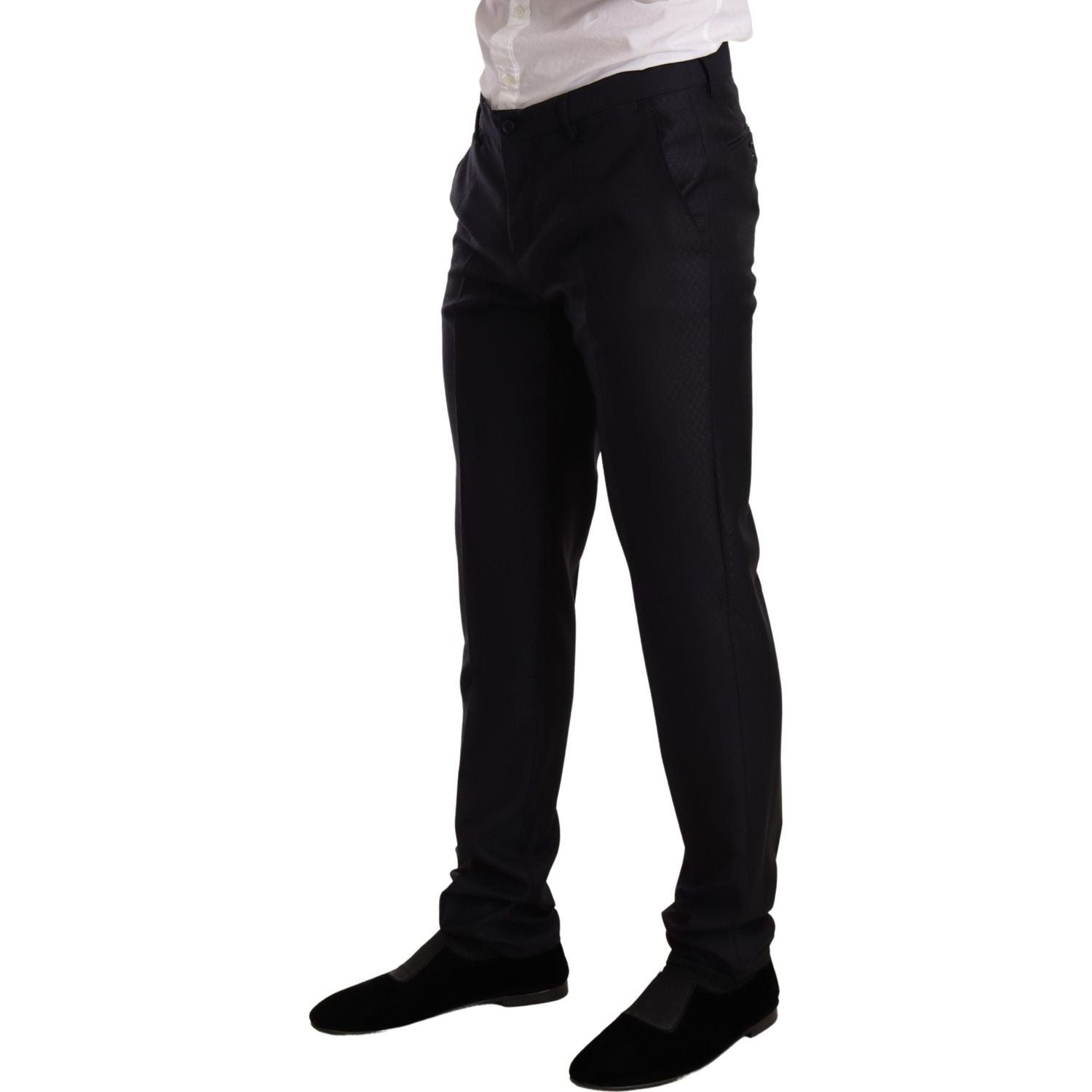 优雅修身蓝色提花西装