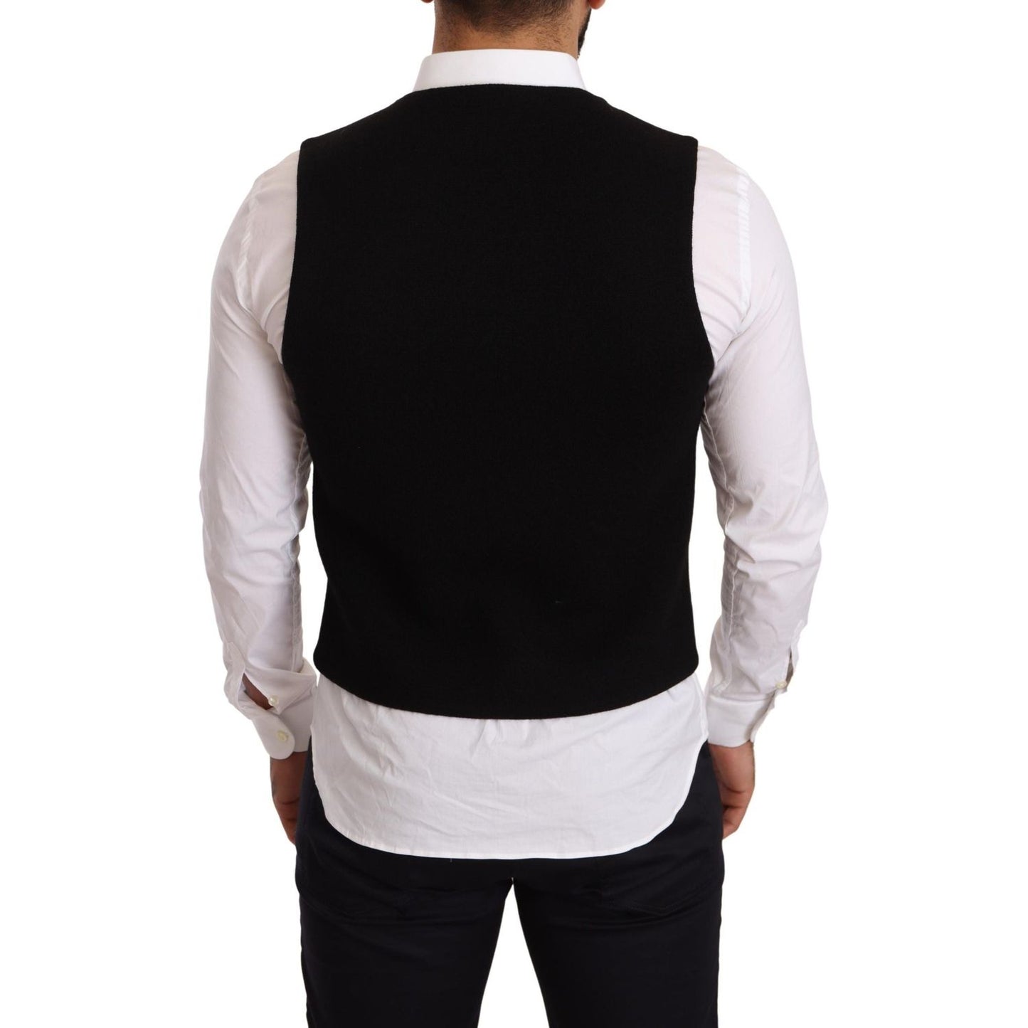 Dolce & Gabbana Elegant Black Cotton Formal Dress Vest Vest Jacket Dolce & Gabbana