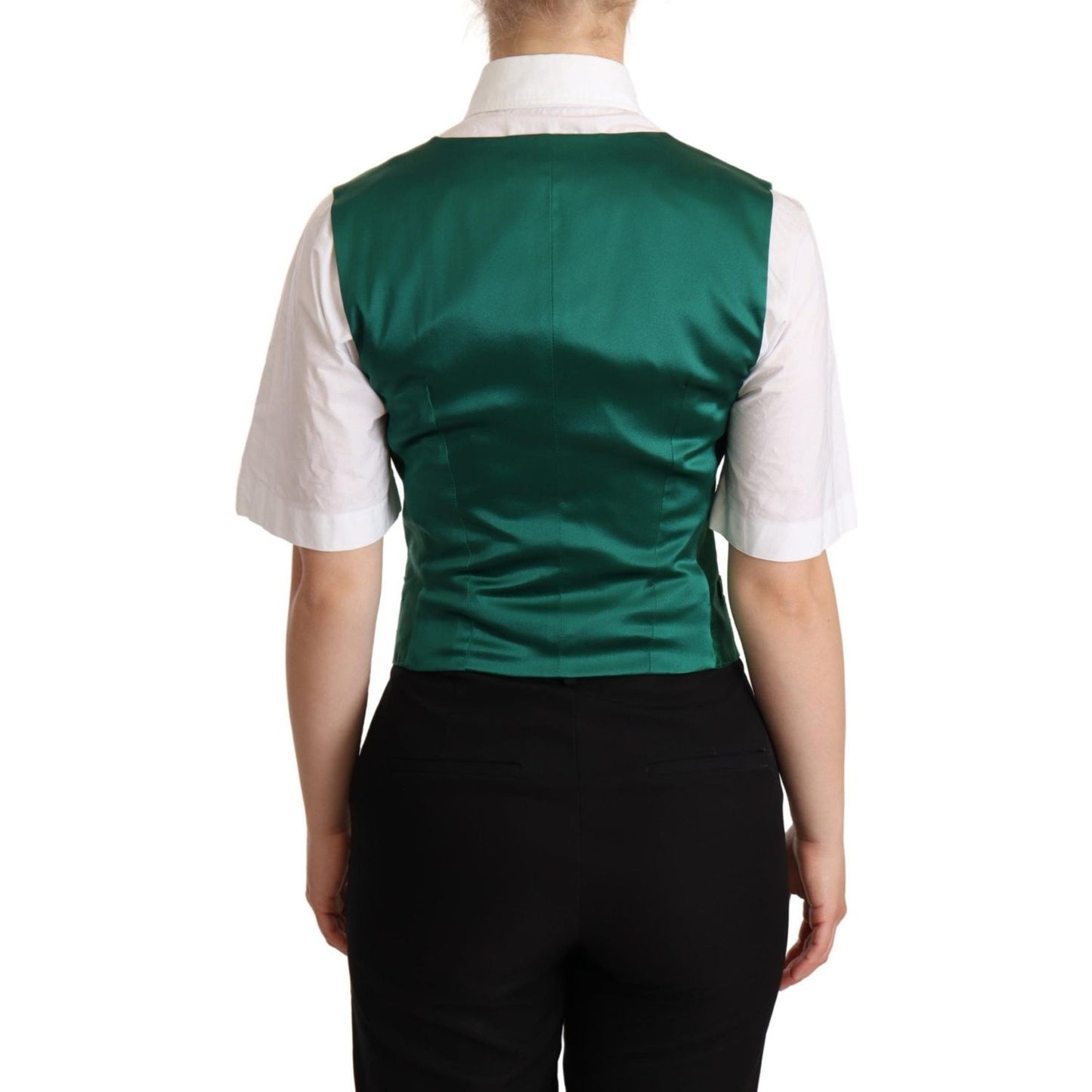 Dolce & Gabbana Elegant Green Silk Blend Waistcoat Vest Jacket Dolce & Gabbana