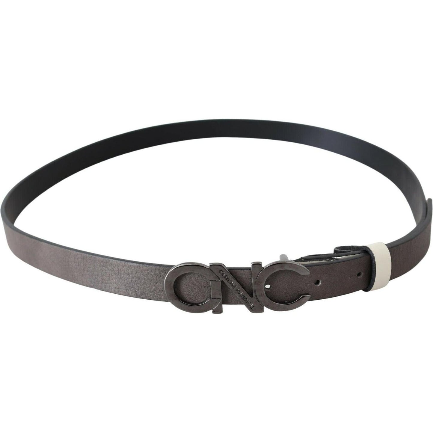 Costume National Metallic Gray Italian Leather Fashion Belt WOMAN BELTS Costume National