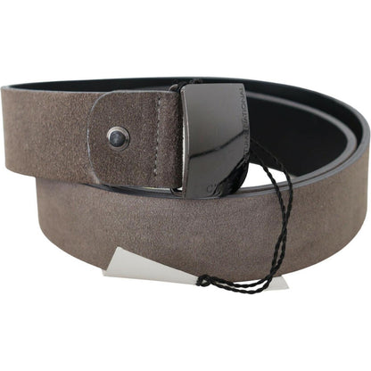 Costume National Brown Leather Square Logo Buckle Belt