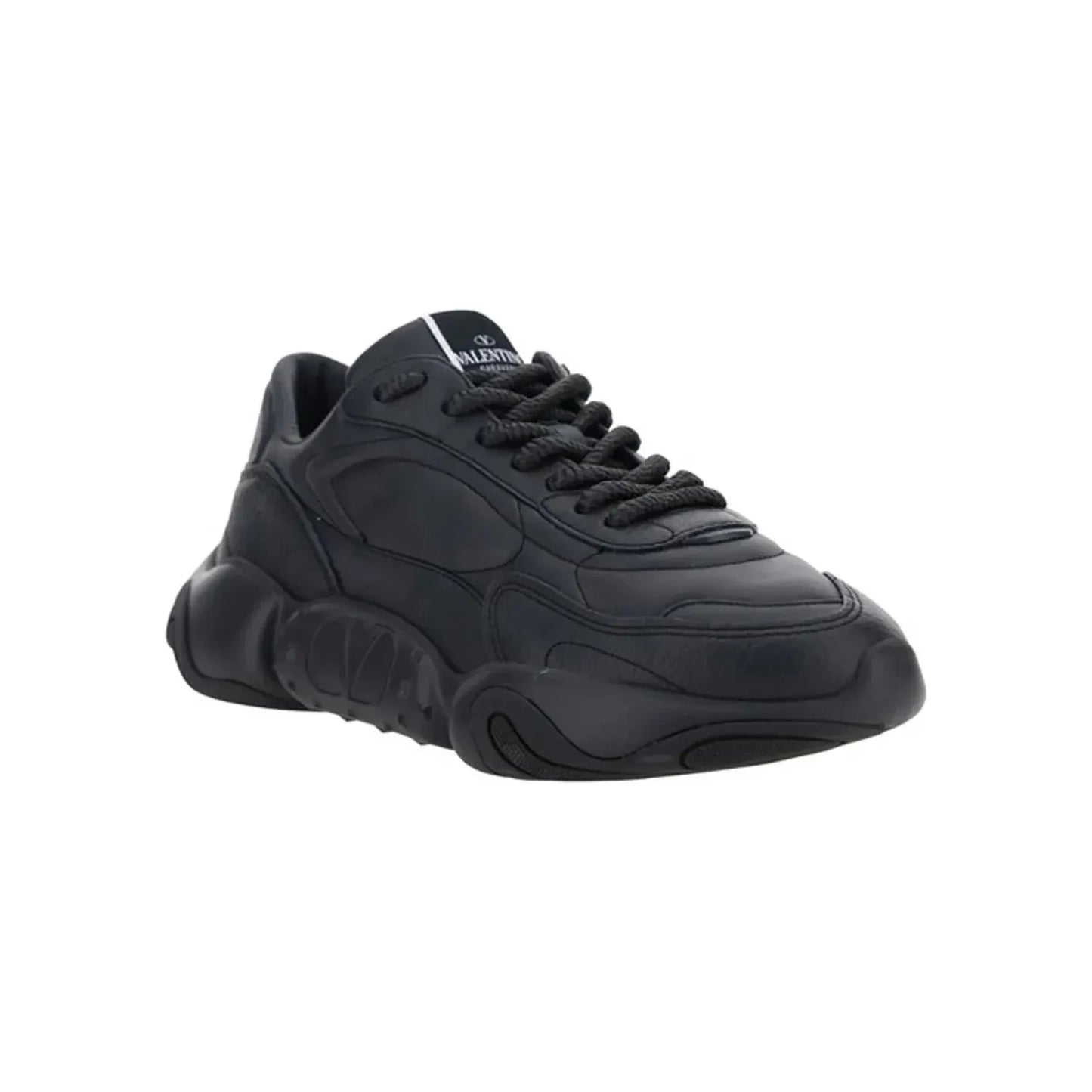Valentino Black Calf Leather Garavani Sneakers