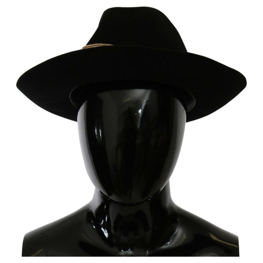 Dolce & Gabbana Black Lapin Amor Gignit Wide Brim Panama Hat