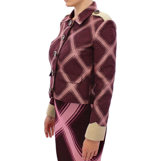 House of Holland Elegant Multicolor Check Print Jacket WOMAN COATS & JACKETS House of Holland