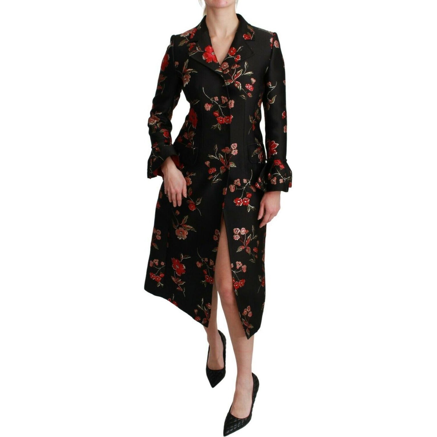 Dolce & Gabbana Elegant Floral Embroidered Trench Coat Dolce & Gabbana