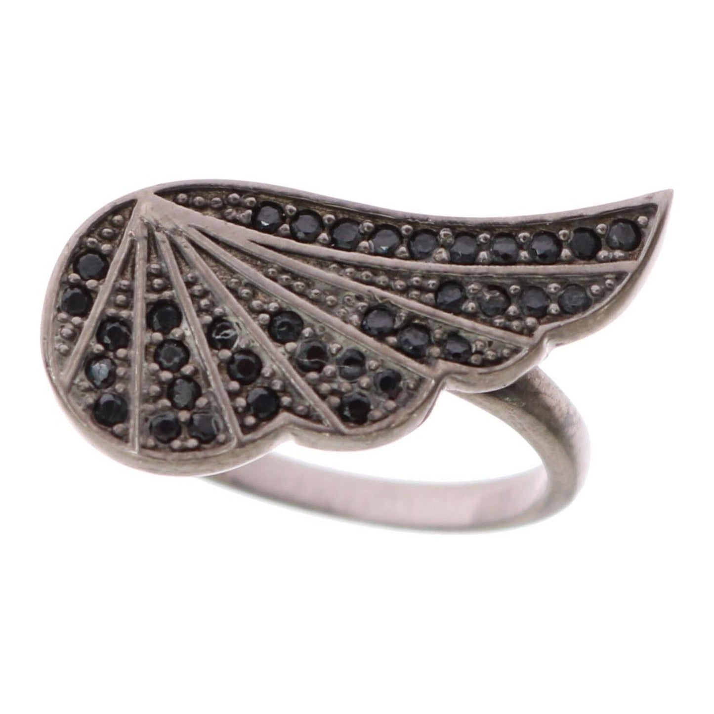 Nialaya Black Rhodium Silver Crystal Ring Ring Nialaya