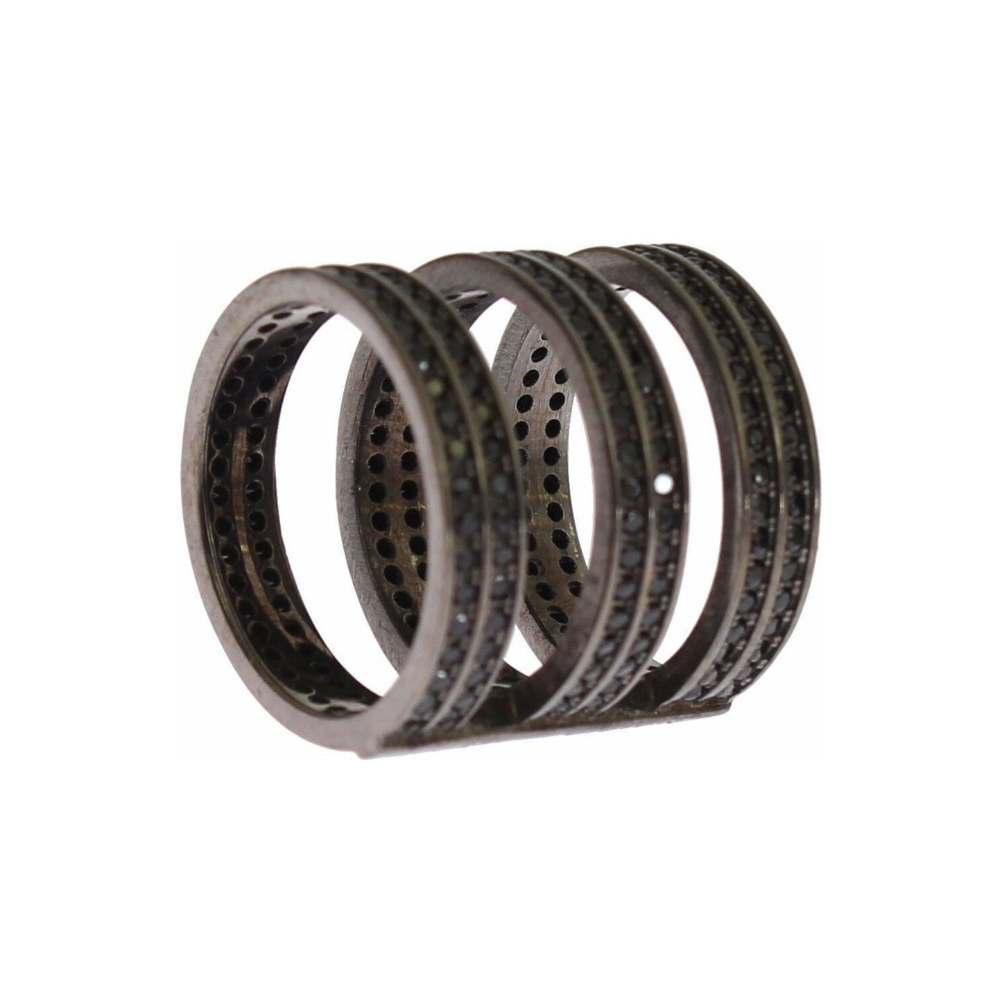 Nialaya Black CZ Rhodium 925 Silver Ring