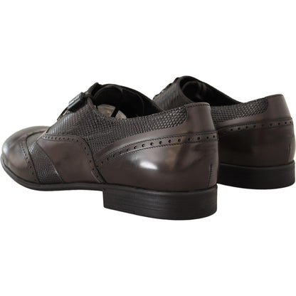 Dolce & Gabbana Brown Lizard Skin Leather Oxford Dress Shoes