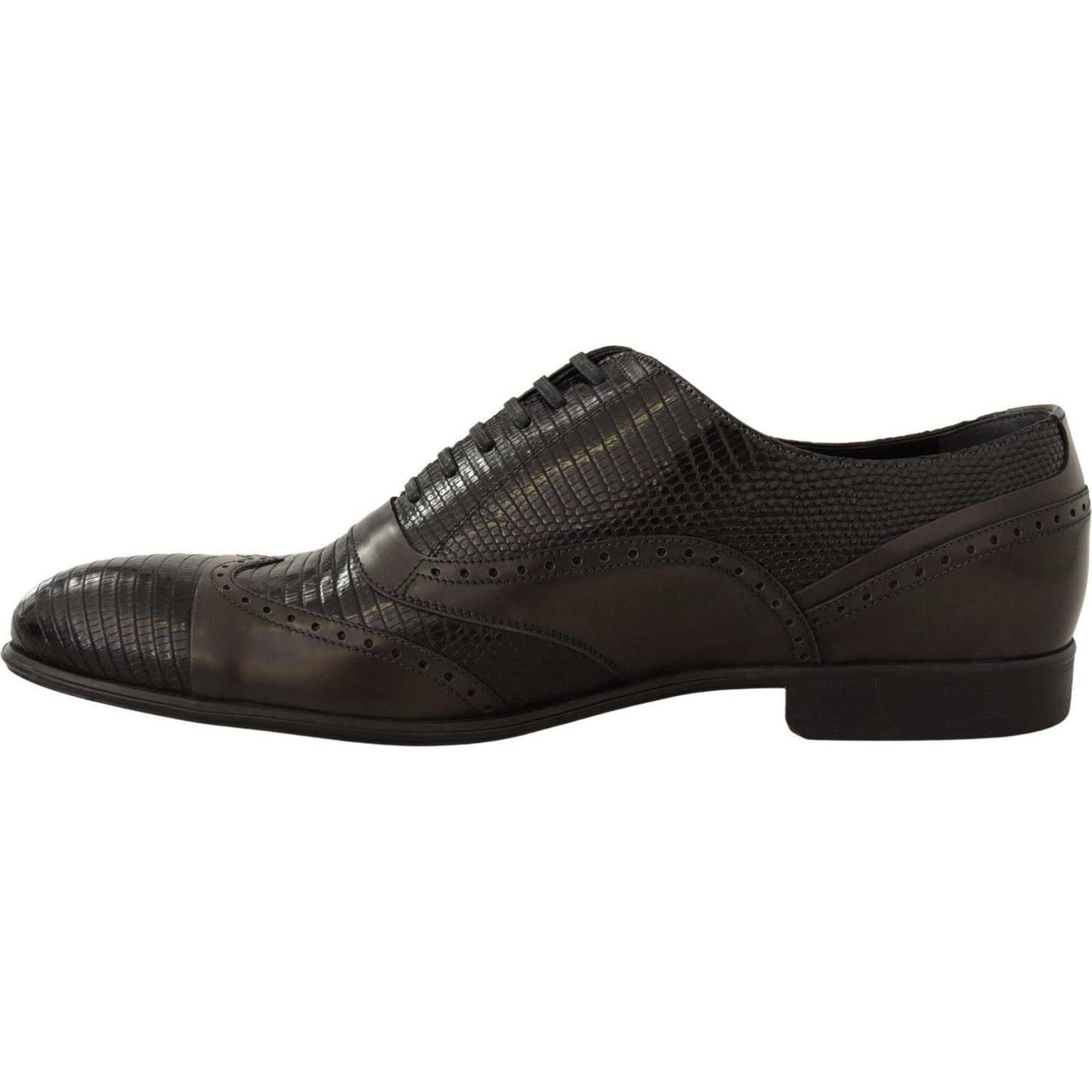 Dolce & Gabbana Elegant Brown Lizard Leather Oxford Shoes Dress Shoes Dolce & Gabbana