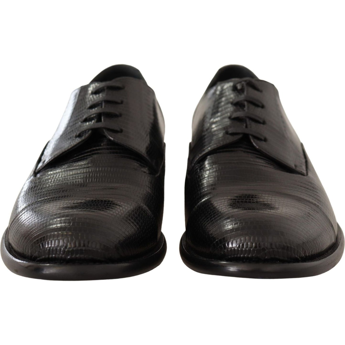 Dolce & Gabbana Elegant Black Lizard Skin Derby Shoes Dress Shoes Dolce & Gabbana