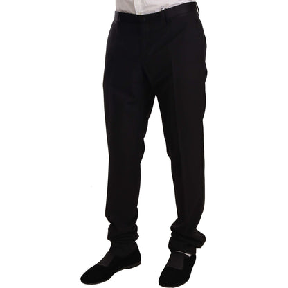Dolce & Gabbana Black Wool Formal Tuxedo Trouser Pants