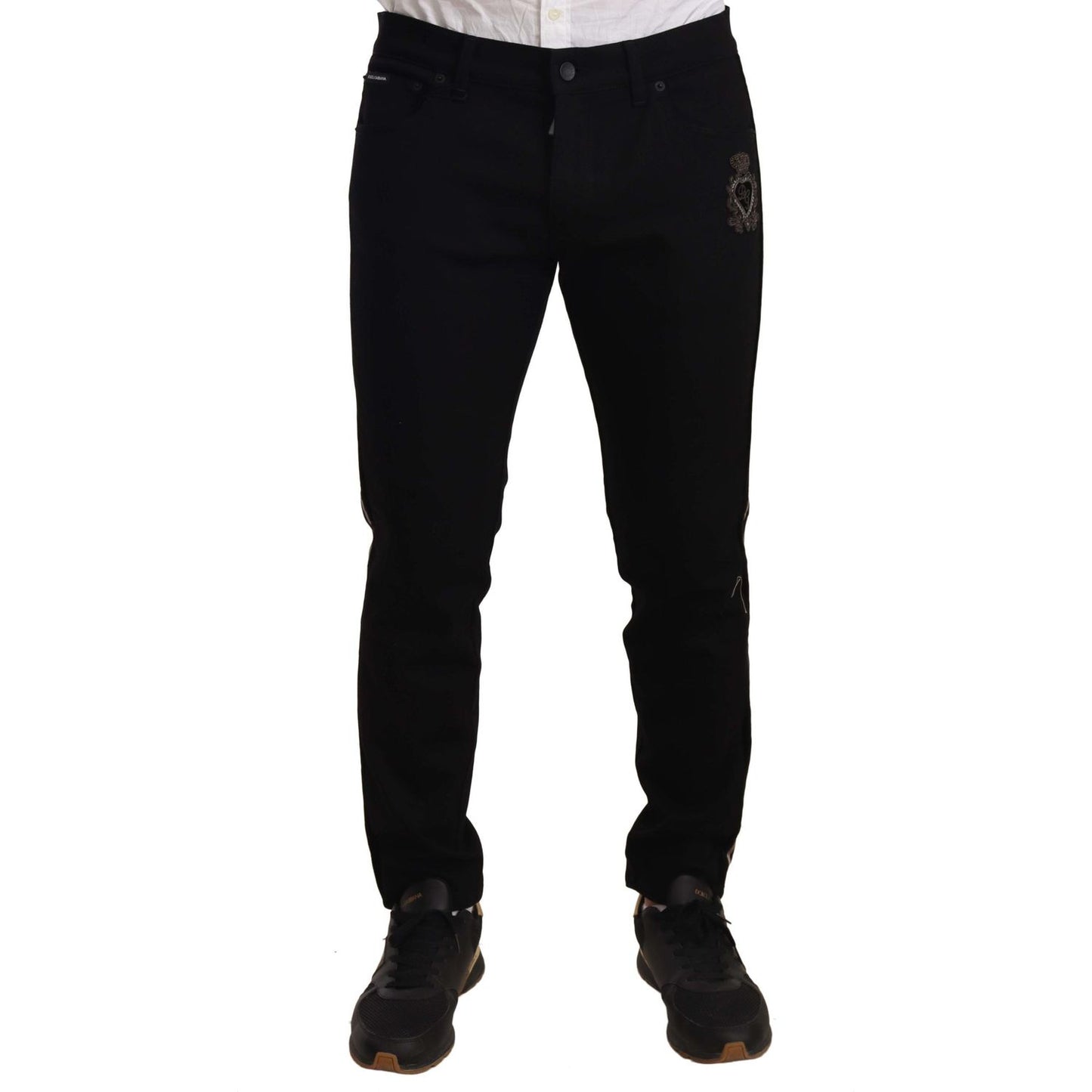 Dolce & Gabbana Black Skinny Fit Denim Side Band Jeans Pant