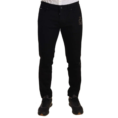 Dolce & Gabbana Black Skinny Fit Denim Side Band Jeans Pant