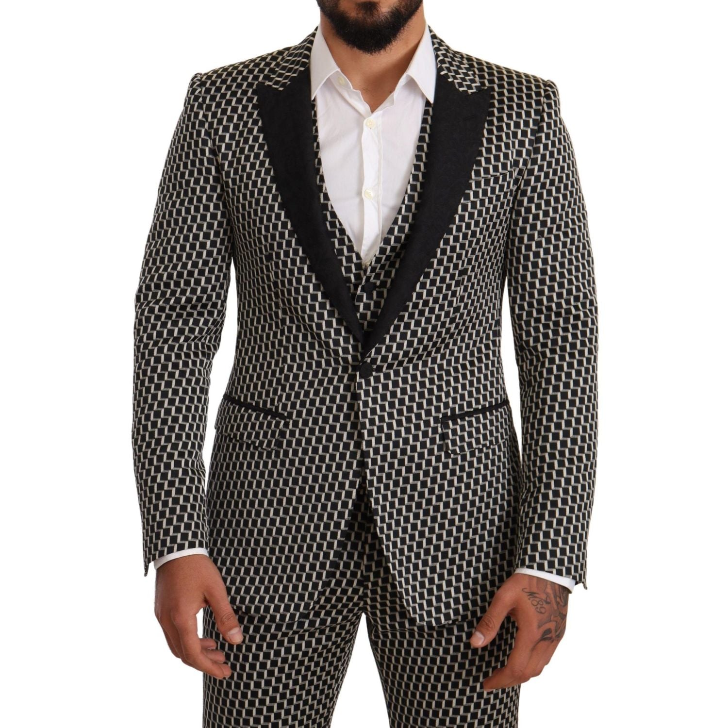 Dolce & Gabbana Black White Check 3 Piece Set MARTINI Suit
