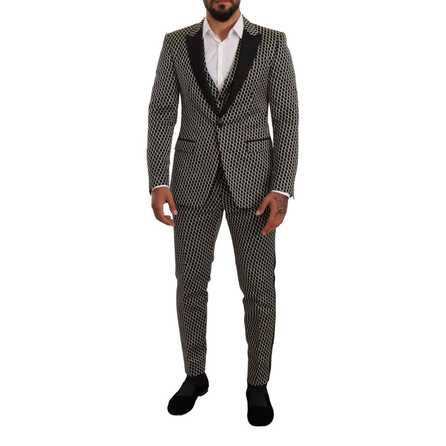 Dolce & Gabbana Black White Check 3 Piece Set MARTINI Suit