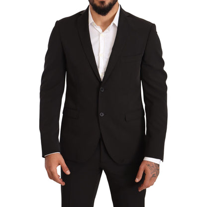 Domenico Tagliente Black Polyester Slim 2 Piece Set TAGLIENTE Suit Domenico Tagliente