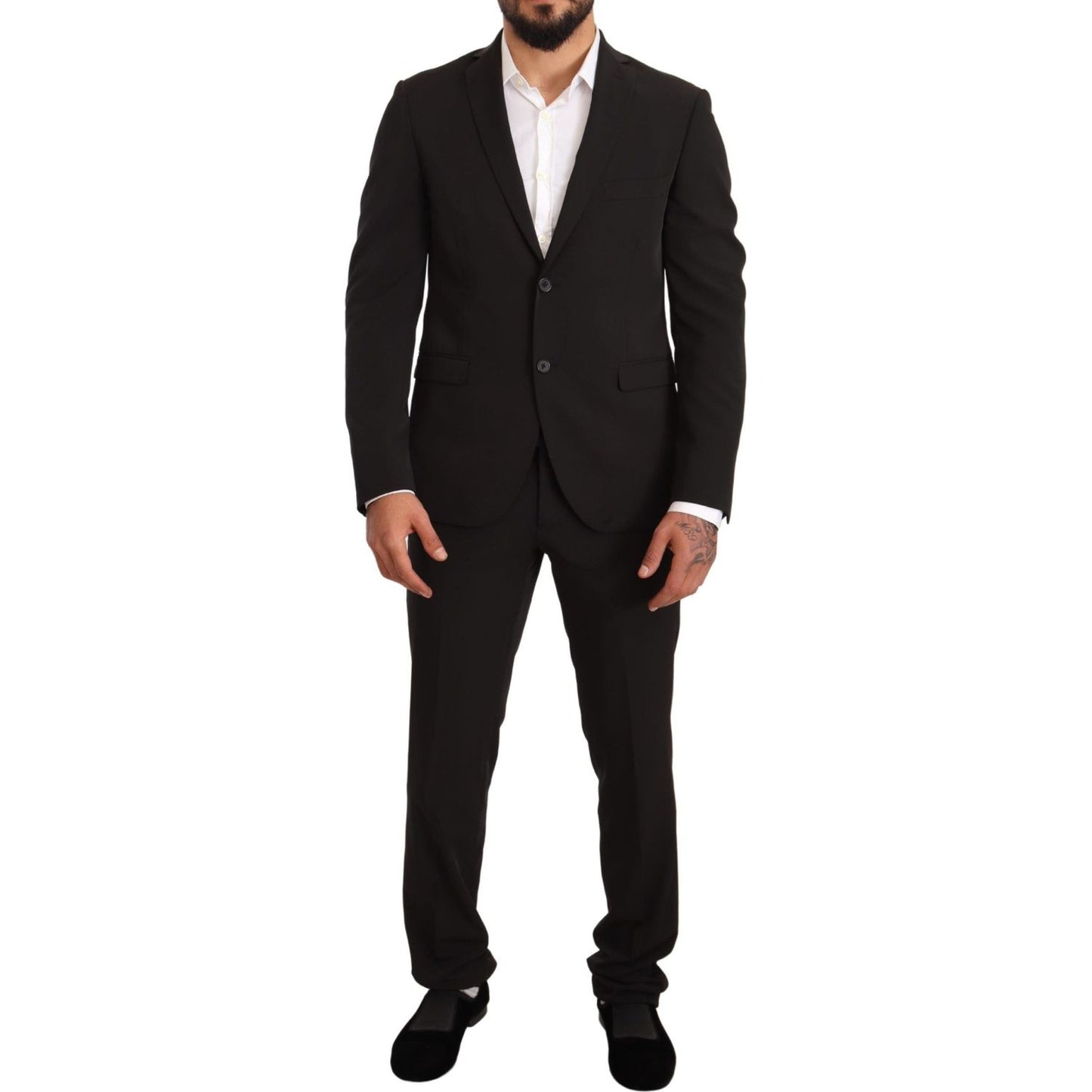 Domenico Tagliente Black Polyester Slim 2 Piece Set TAGLIENTE Suit Domenico Tagliente
