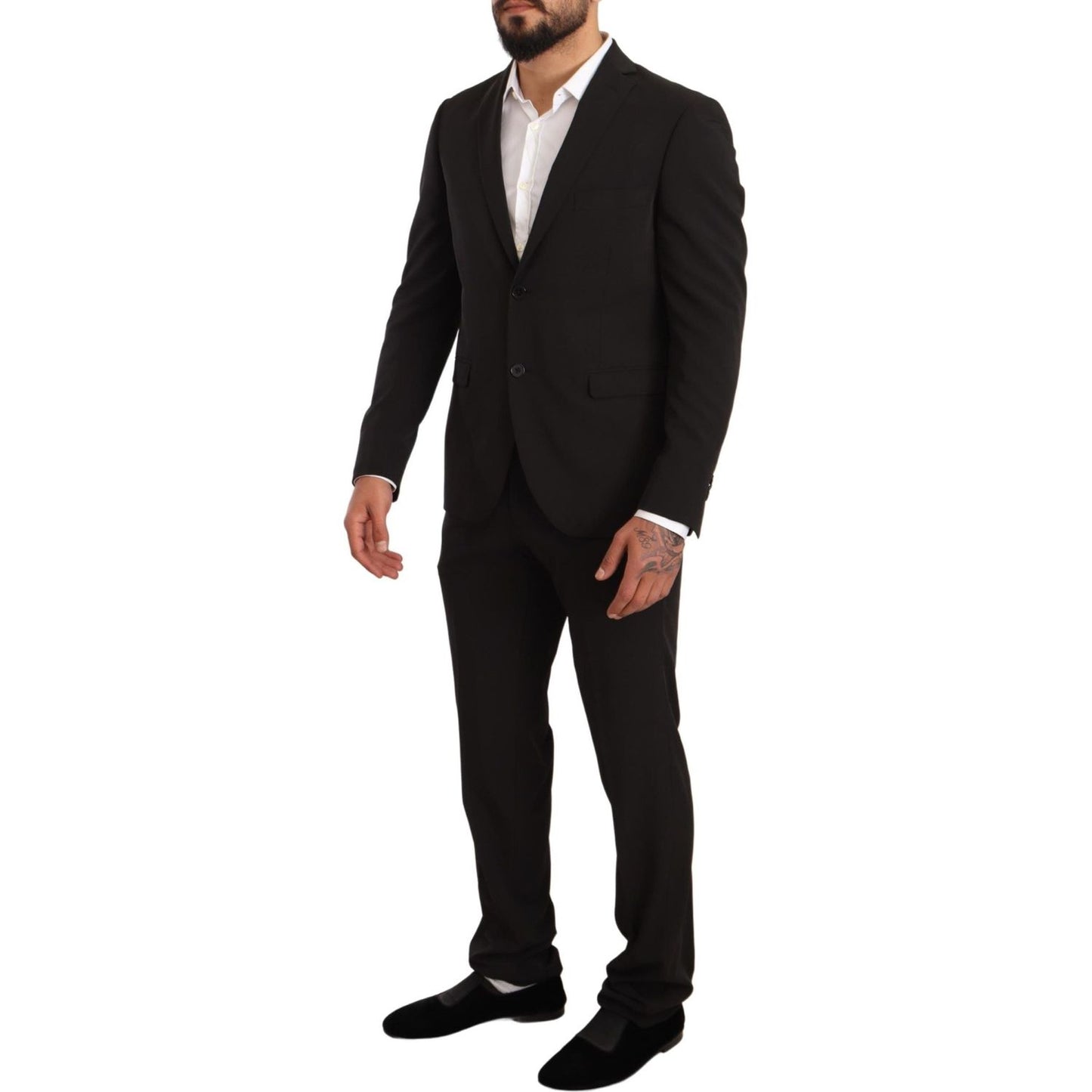 Domenico Tagliente Black Polyester Slim 2 Piece Set TAGLIENTE Suit Domenico Tagliente