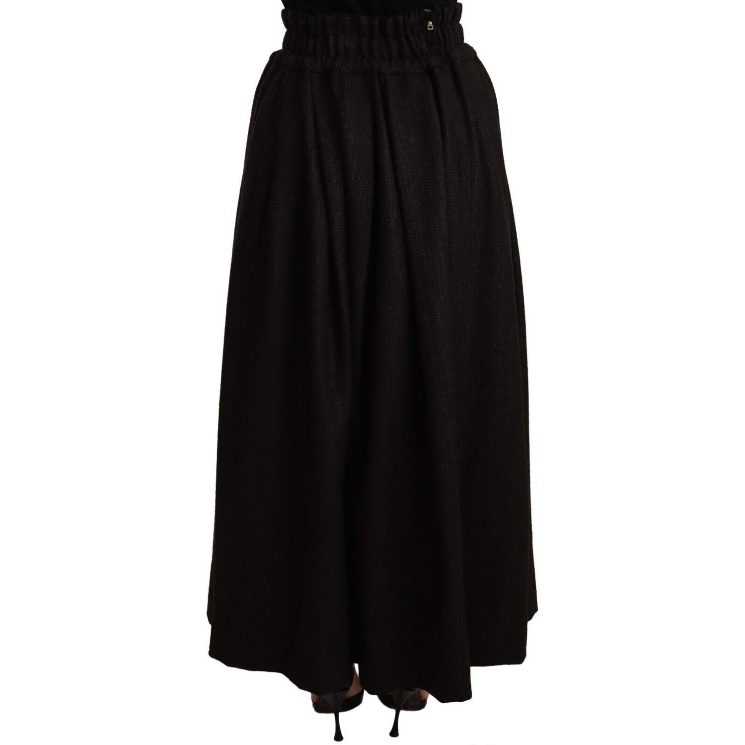 Dolce & Gabbana Black Wool High Waist Maxi PIECE Skirt