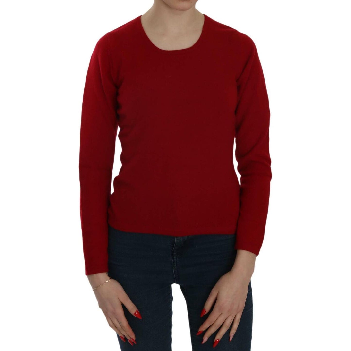 MILA SCHÖN Red Round Neck Pullover Cashmere Sweater