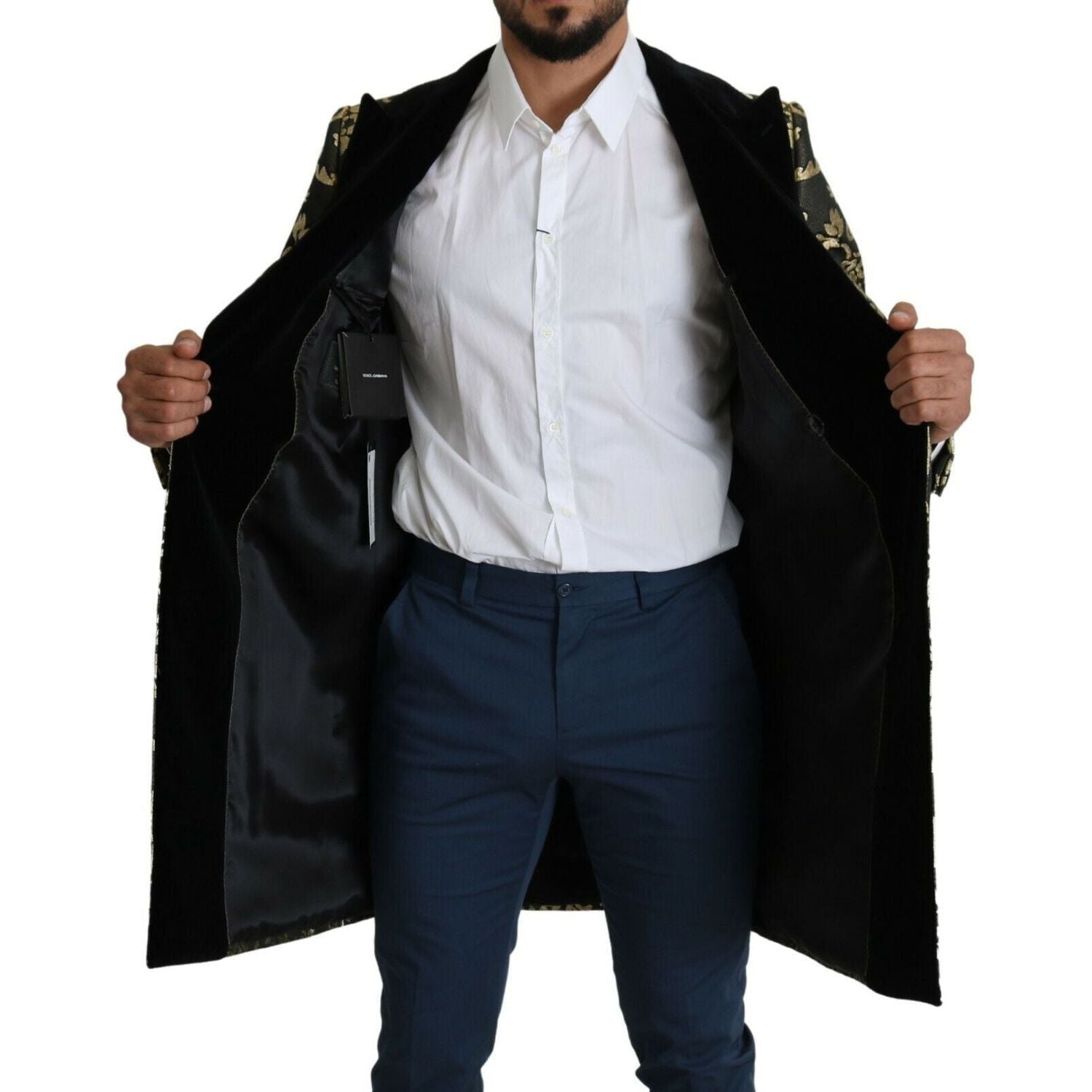 金黑色 Sicilia 提花双排扣大衣