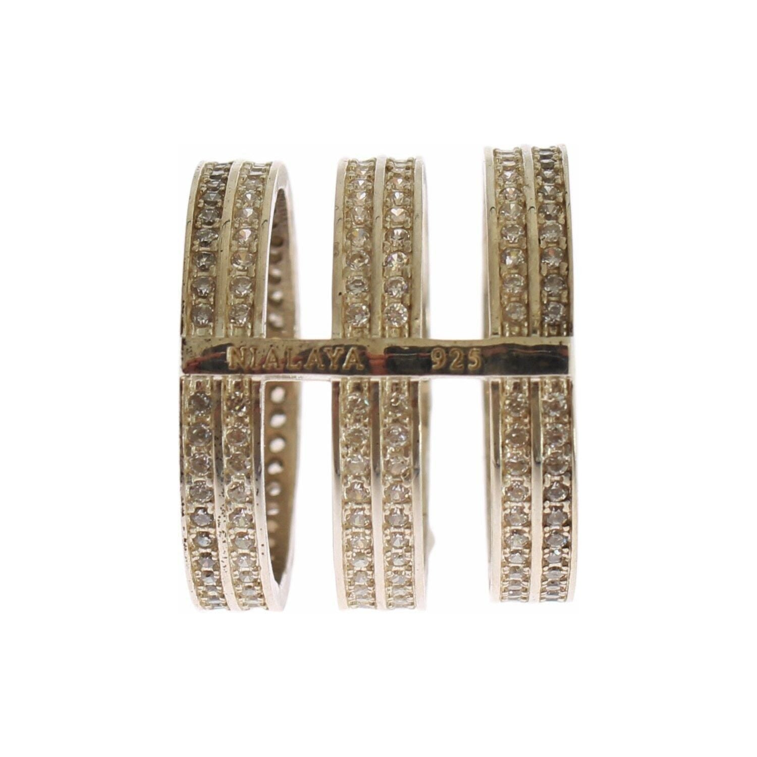 Nialaya Authentic Womens Clear CZ 925 Sterling Silver Ring