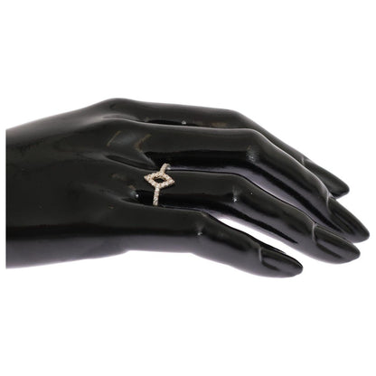 Nialaya Silver Rhombus Womens Clear CZ 925 Silver Ring