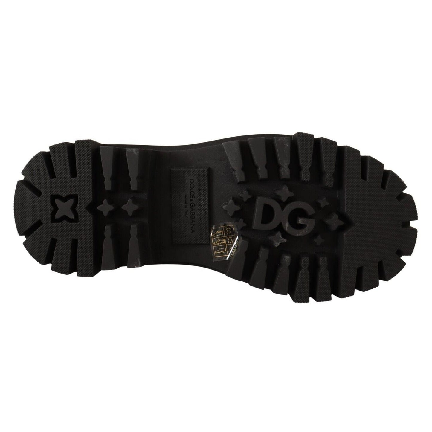 Dolce & Gabbana Black Leather Studded Combat Boots