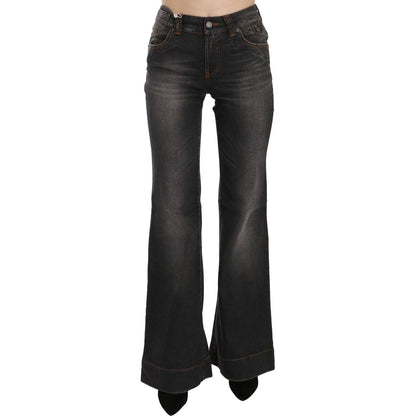 John Galliano Black Washed Mid Waist Flared Denim Casual Jeans