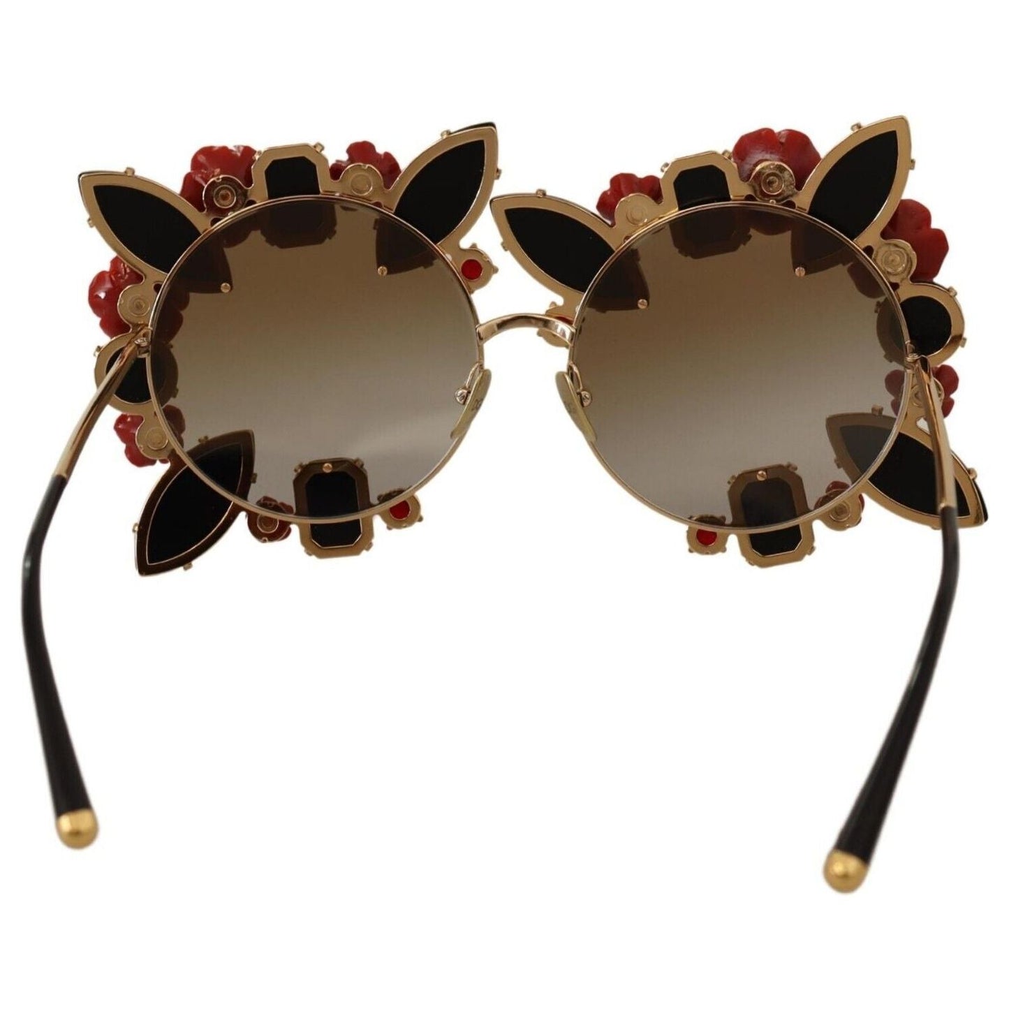 Elegant Round Metal Sunglasses with Rose Detail