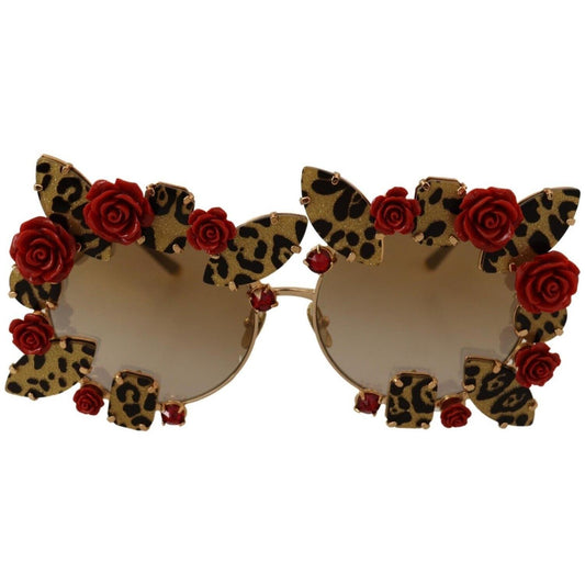 Dolce & Gabbana Elegant Round Metal Sunglasses with Rose Detail WOMAN SUNGLASSES Dolce & Gabbana