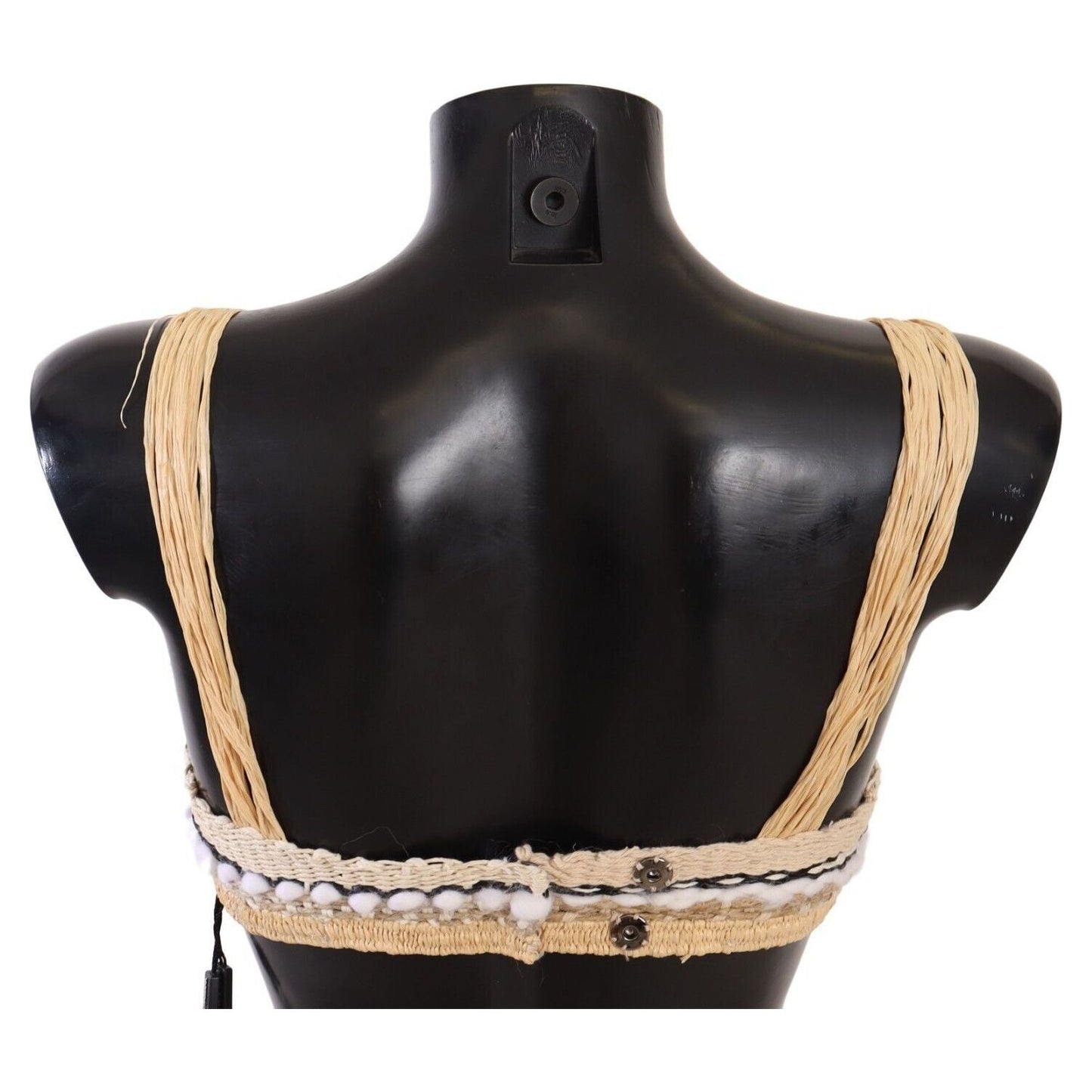 Dolce & Gabbana Beige Straw Raffia Woven Crochet Cover Up Top