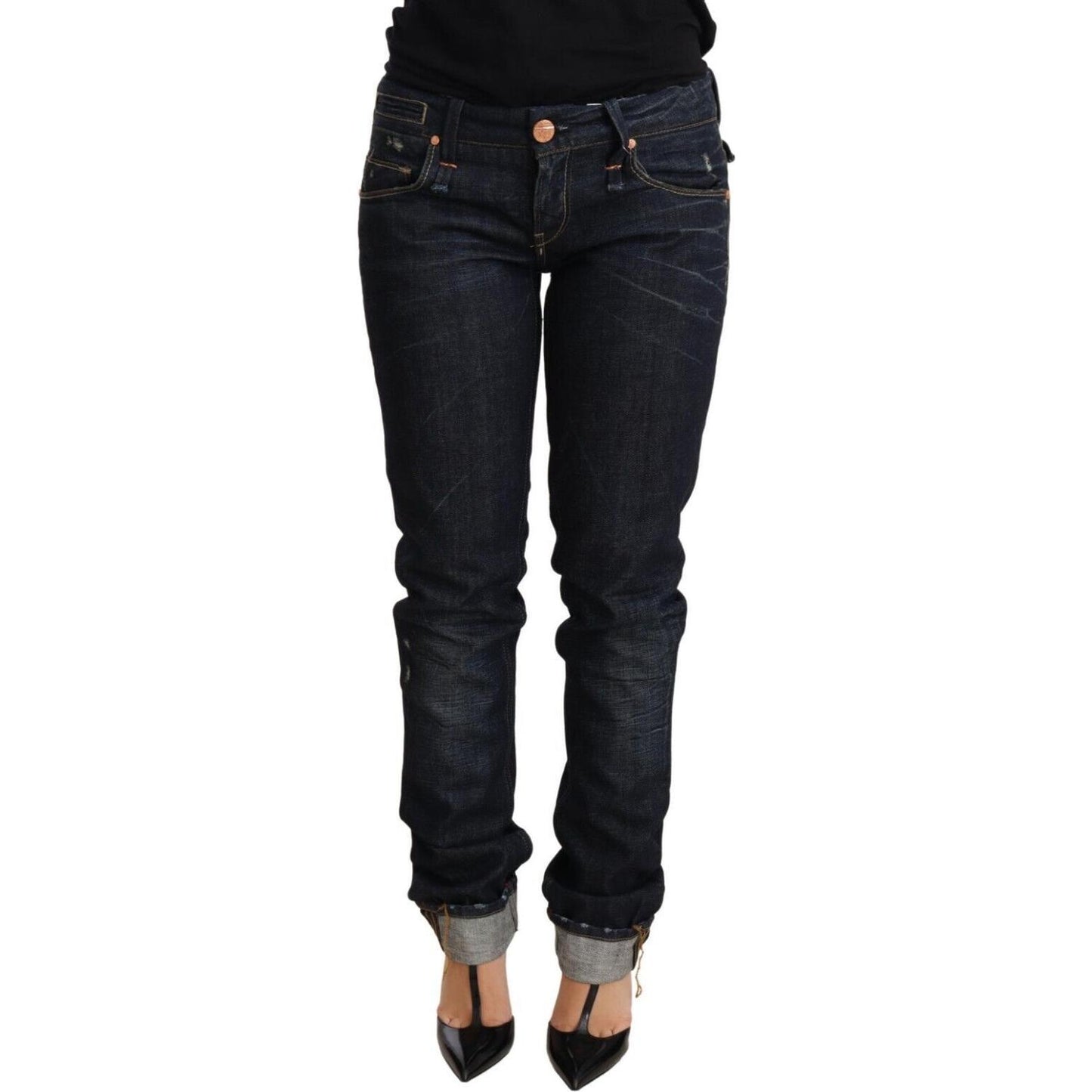 Acht Elegant Low Waist Skinny Dark Blue Jeans Jeans & Pants Acht