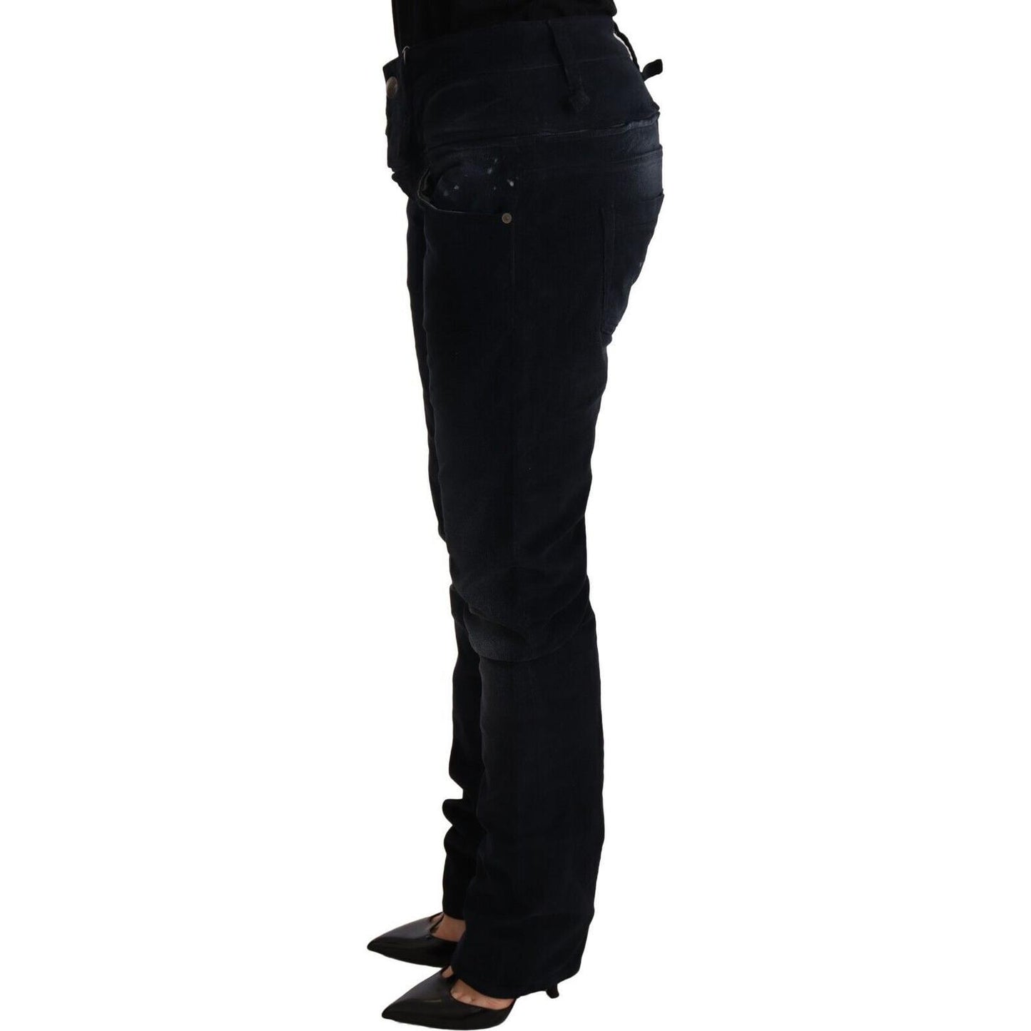 Acht Elegant Dark Blue Slim-Fit Denim Jeans & Pants Acht