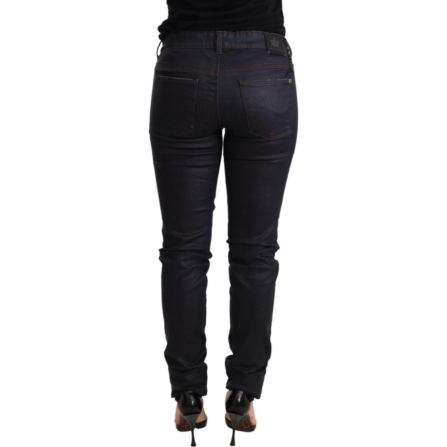 Ermanno Scervino Chic Dark Blue Low Waist Skinny Jeans Jeans & Pants Ermanno Scervino