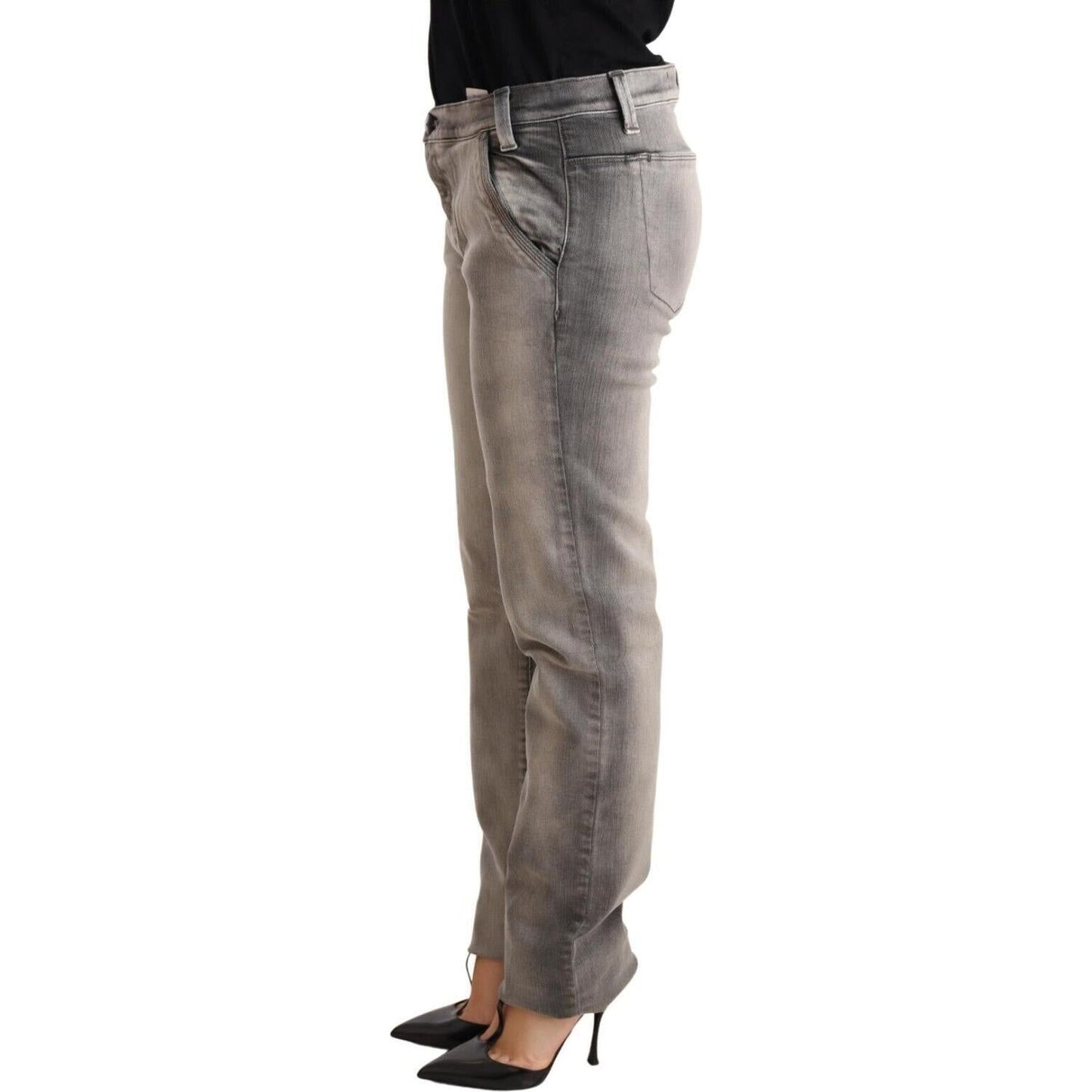 Ermanno Scervino Chic Gray Washed Low Waist Skinny Jeans Jeans & Pants Ermanno Scervino