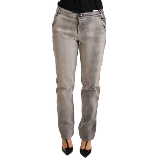 Ermanno Scervino Gray Washed Low Waist Skinny Trouser Cotton Jeans Ermanno Scervino