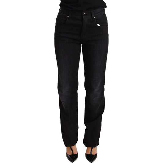 Ermanno Scervino Black Washed Straight Denim Trouser Cotton Jeans Ermanno Scervino