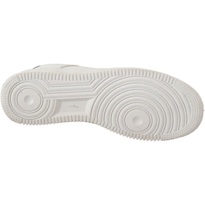 SIGNS White Leather Perforated Lace Up Sneakers Casual Men Shoes