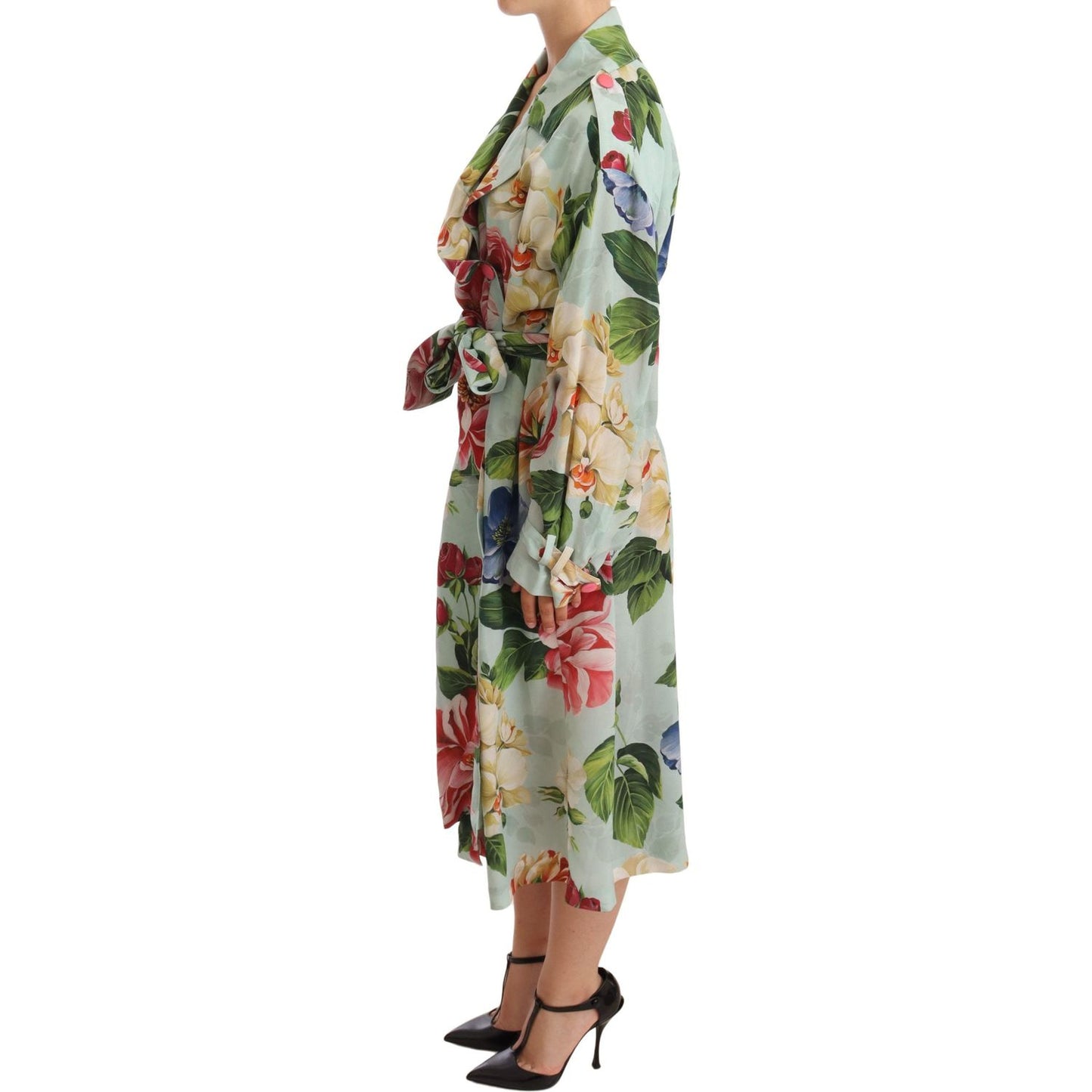 Dolce & Gabbana Elegant Floral Silk Trench Coat WOMAN COATS & JACKETS Dolce & Gabbana